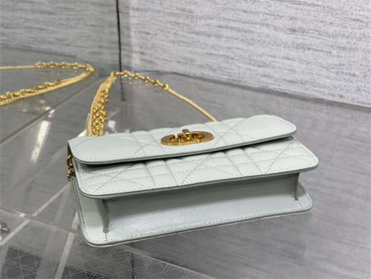 CD MISS CARO POUCH WITH CHAIN Macrocannage Lambskin Grey