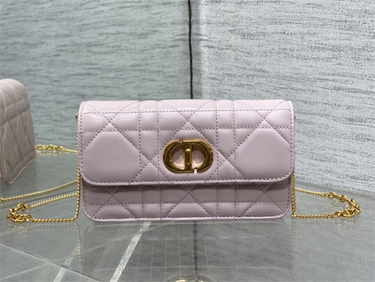 CD MISS CARO POUCH WITH CHAIN Macrocannage Lambskin Pink
