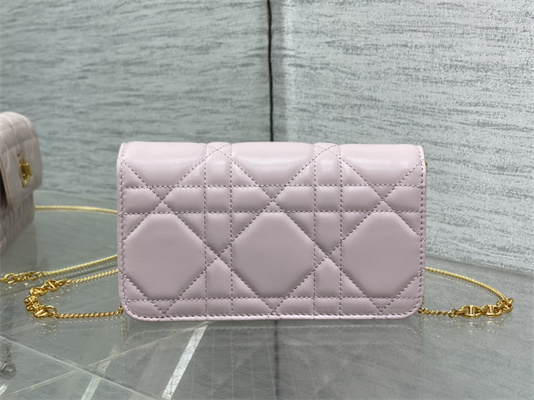 CD MISS CARO POUCH WITH CHAIN Macrocannage Lambskin Pink