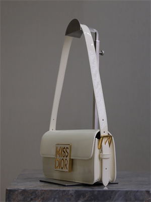 CD Miss Dior FLAP BAG Patent Calfskin White