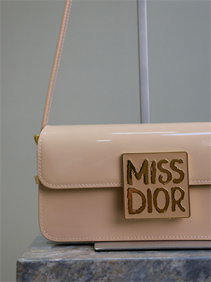 CD Miss Dior FLAP BAG Patent Calfskin Beige