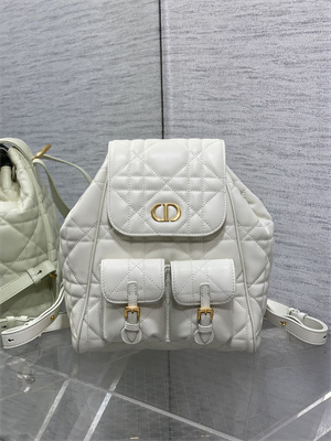 CD CARO BACKPACK MEDIUM Macrocannage Lambskin White