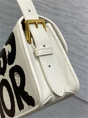CD Miss Dior FLAP BAG Graffiti Printed Calfskin White/Black