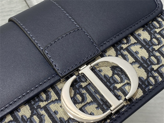 CD 30 Montaigne Chain Bag Blue Oblique Jacquard & Leather