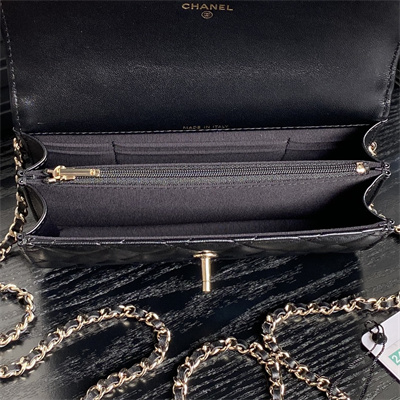Chanel Clutch with Chain Lambskin, Strass & Gold-Tone Metal Black  AP4293