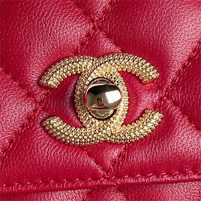 Chanel Clutch with Chain Lambskin, Strass & Gold-Tone Metal Red  AP4300