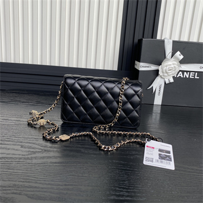 Chanel Clutch with Chain Lambskin, Strass & Gold-Tone Metal Black AP4300