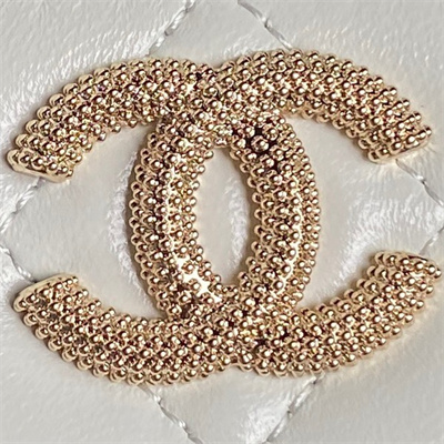 Chanel Small Vanity with Chain Lambskin, Strass & Gold-Tone Metal White AP4302