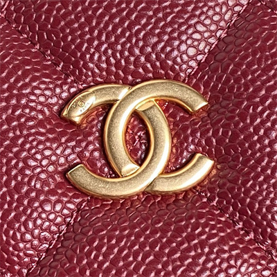 Chanel Small Bowling  Bag Grained Calfskin Gold Tone Metal Burgundy AS5137