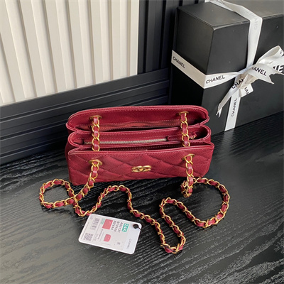 Chanel Small Bowling  Bag Grained Calfskin Gold Tone Metal Burgundy AS5137