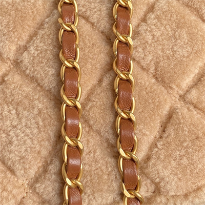 Chanel Mini Flap Bag Shearling Lambskin & Gold-Tone Metal Beige/Brown AS5148