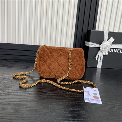 Chanel Mini Flap Bag Shearling Lambskin & Gold-Tone Metal Brown AS5148