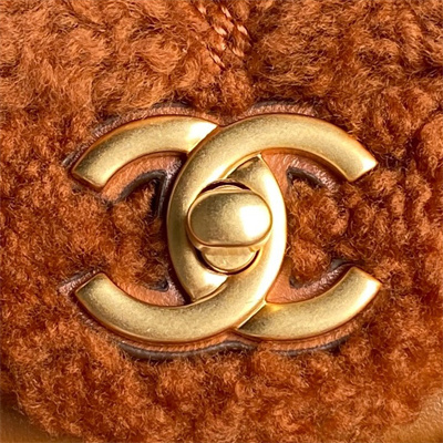 Chanel Mini Flap Bag Shearling Lambskin & Gold-Tone Metal Brown AS5148