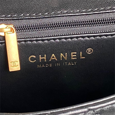 Chanel Flap Bag Shearling Lambskin & Gold-Tone Metal Black AS5149