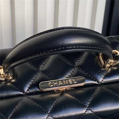 Chanel box bag Lambskin & Gold-Tone Metal  Black AS5168
