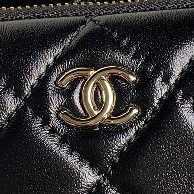 Chanel Small Camera Case Shiny Crumpled Lambskin & Gold-Tone Metal  Black AS5220