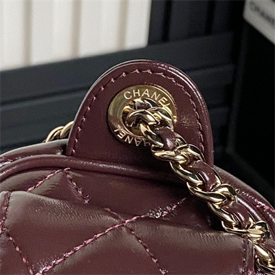 Chanel Small Camera Case Shiny Crumpled Lambskin & Gold-Tone Metal Burgundy AS5220