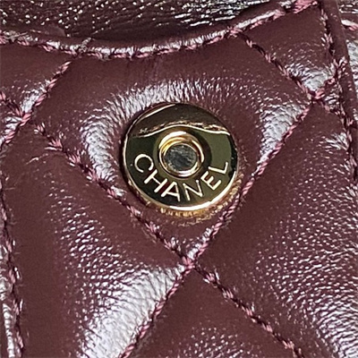 Chanel Small Camera Case Shiny Crumpled Lambskin & Gold-Tone Metal Burgundy AS5220