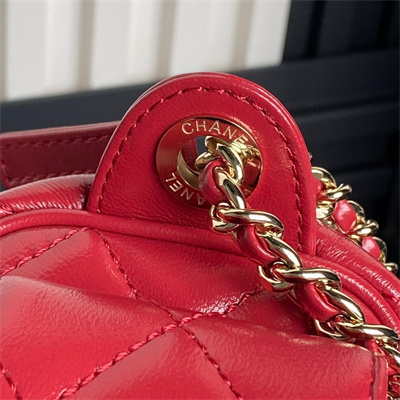 Chanel Small Camera Case Shiny Crumpled Lambskin & Gold-Tone Metal Red AS5220