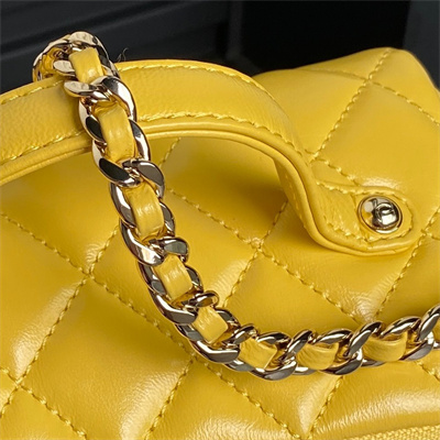 Chanel Vanity Case Shiny Crumpled Lambskin & Gold-Tone Metal Yellow AS5222
