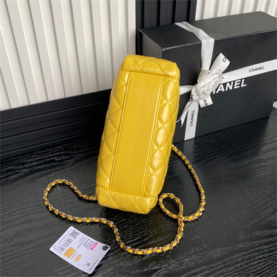 Chanel Vanity Case Shiny Crumpled Lambskin & Gold-Tone Metal Yellow AS5222