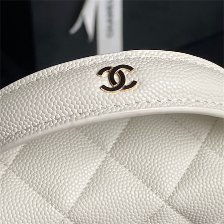 Chanel Long Vanity with chain Grained Calfskin & Gold-Tone Metal White AP4407