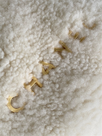 Cha.nel 22 Small Handbag Shearing Wool Gold Tone Metal AS3260