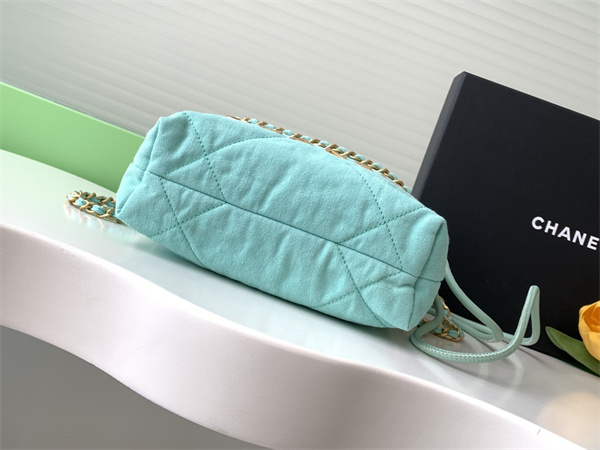 Chanel 22 Mini Handbag Canvas and Gold Tone Metal Green AS3980