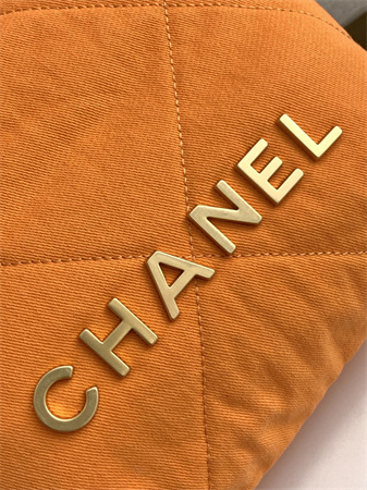 Chanel 22 Mini Handbag Canvas and Gold Tone Metal Orange AS3980