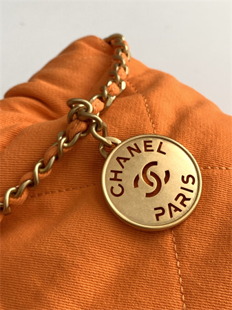 Chanel 22 Mini Handbag Canvas and Gold Tone Metal Orange AS3980