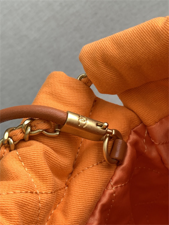 Chanel 22 Mini Handbag Canvas and Gold Tone Metal Orange AS3980