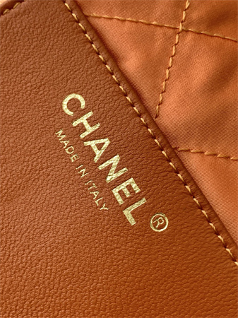 Chanel 22 Mini Handbag Canvas and Gold Tone Metal Orange AS3980