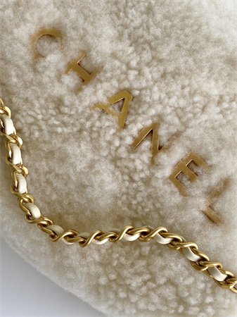 Chanel 22 Mini Handbag Shearling Wool and Gold Tone Metal  AS3980