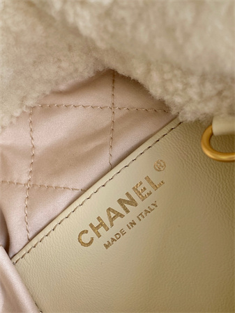 Chanel 22 Mini Handbag Shearling Wool and Gold Tone Metal  AS3980
