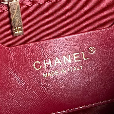 Cha.nel 24A Bowling Bag Shiny Calfskin Gold-Tone Metal Red AS4933