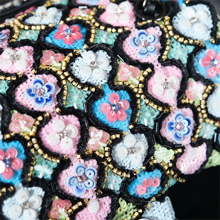 Cha.nel 24A Mini Flap Bag Sequins & Gold-Tone Metal Black