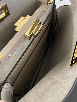 Fen.di Peekaboo Soft Medium Leather Bag Gray