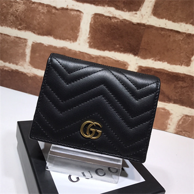 Gu.cci GG Marmont card case wallet Black Leather 466492