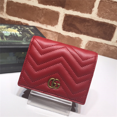 Gu.cci GG Marmont card case wallet Red Leather 466492