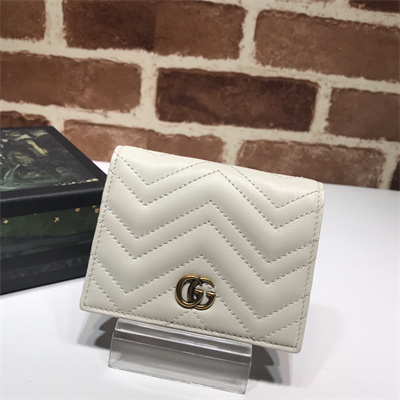 Gu.cci GG Marmont card case wallet Cream Leather 466492