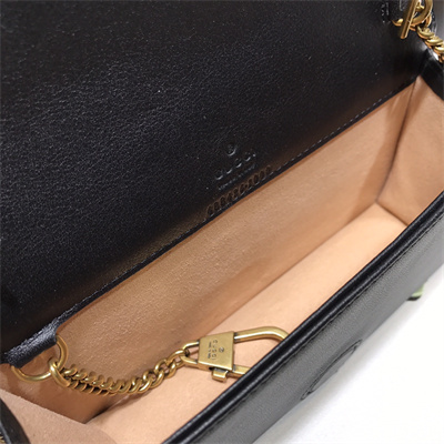 Gu.cci GG Marmont  Chain Wallet Black Leather 488426