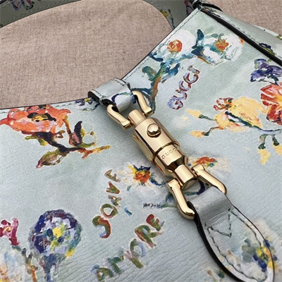 Gu.cci Jackie 1961 Mini Shoulder Bag Mint Leather With Printing 637091