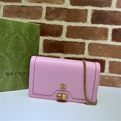 Gu.cci Diana mini bag with bamboo Pink Leather 696817