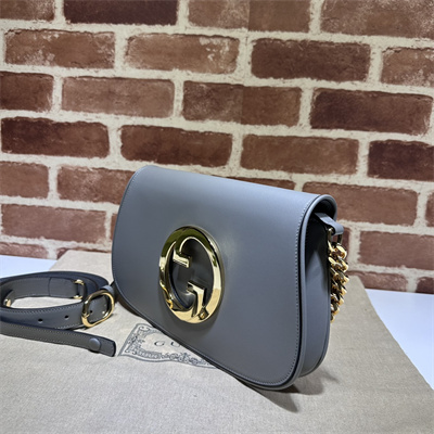Gu.cci Blondie Shoulder Bag Grey Leather 699268