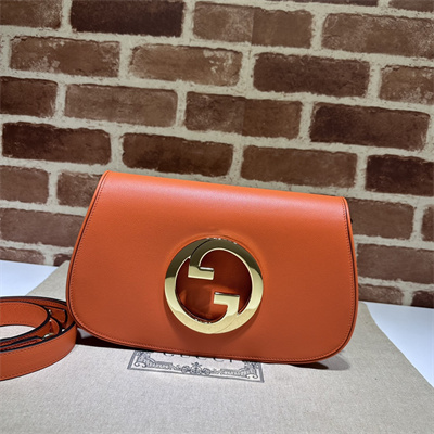 Gu.cci Blondie Shoulder Bag Orange Leather 699268
