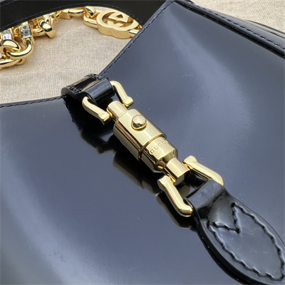 Gu.cci Jackie 1961 Mini Shoulder Bag Black Patent Leather 699651