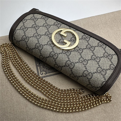 Gu.cci Blondie continental chain wallet GG Supreme canvas Brown 725215