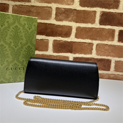 Gu.cci Blondie continental chain wallet Black Leather 725215