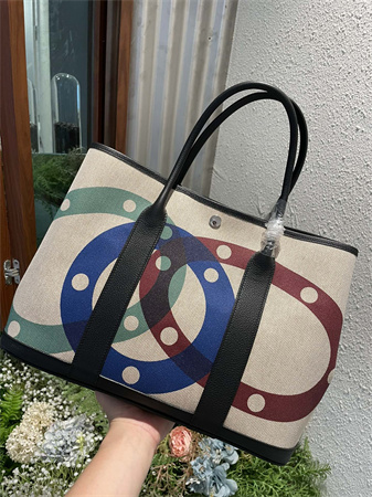 Her.mes Garden Party 36CM Togo Leather and Graffiti Canvas HS