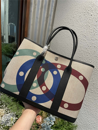 Her.mes  Garden Party 36CM Togo Leather and Graffiti Canvas HS